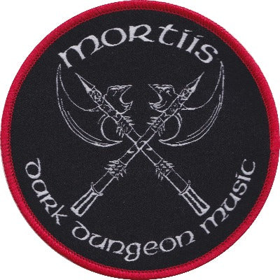 Dark Dungeon Music Woven Patch White with Red  *COTBW*